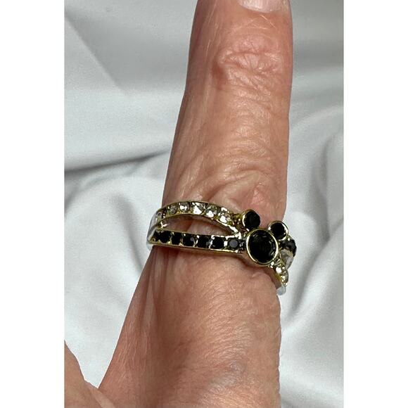 Mouse Shaped Black Onyx Syn Cubic ZIrconia RIbbons of Crystals Size 9 - Picture 11 of 14